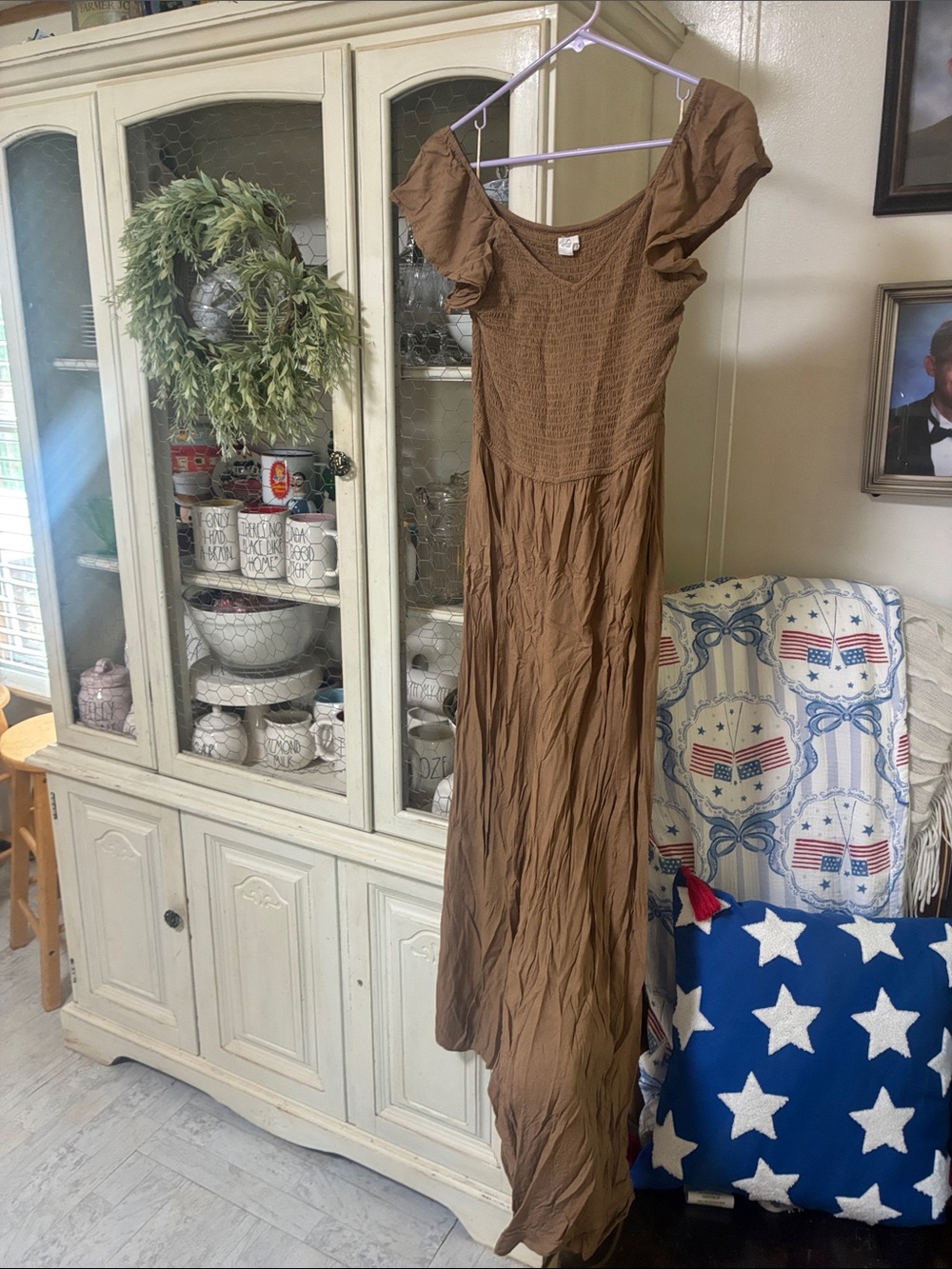 Brown Puff-Sleeve Jumper - Casual Boho Style